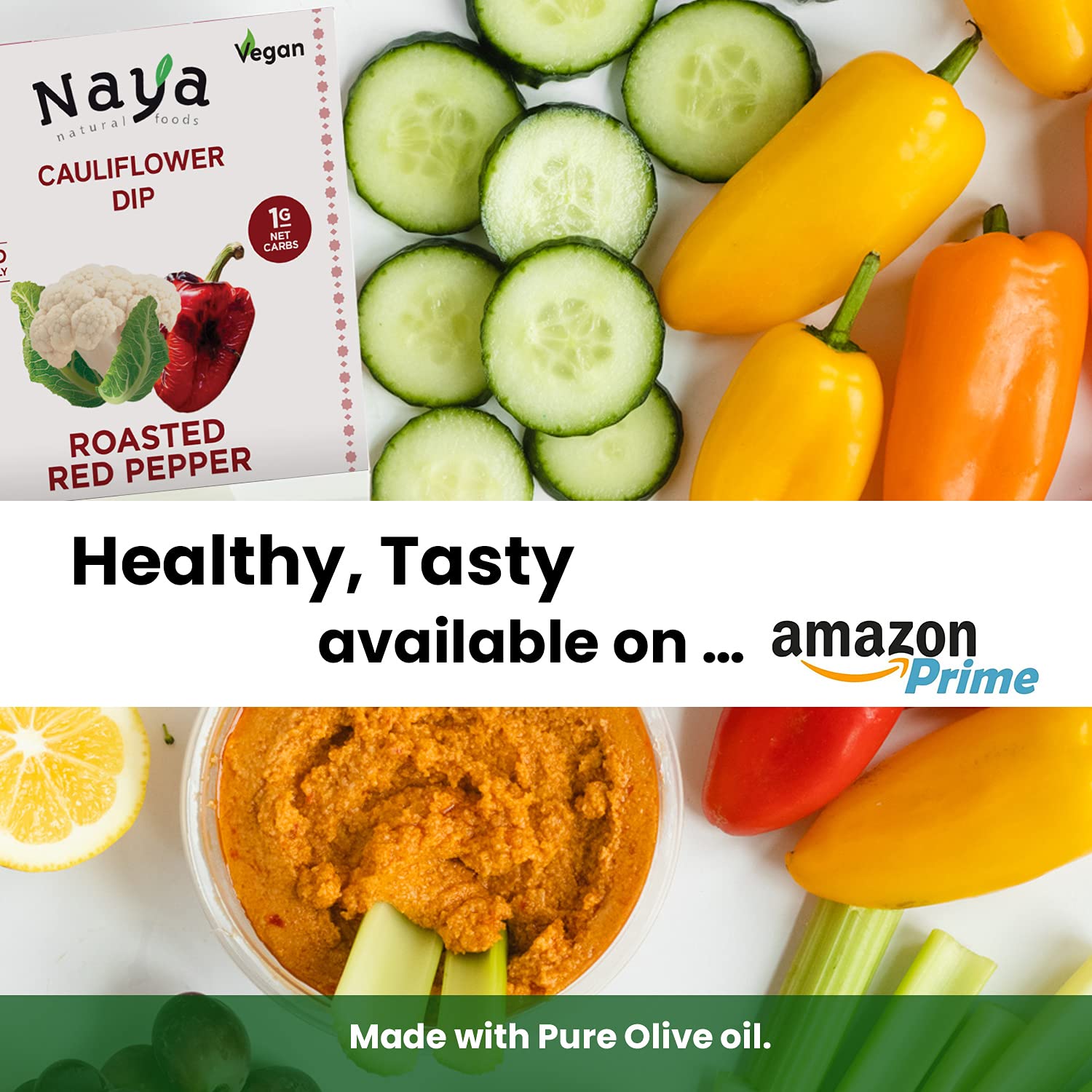 Buy Cauliflower Hummus Low Carb, Sugar Free, Keto Friendly (Variety