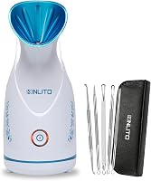 KINLITO Ionic Facial Steamer Nano Warm Mist Home Spa with Blackhead Remover Kit & Aromatherapy - Deep Pore Cleanser (Blue)