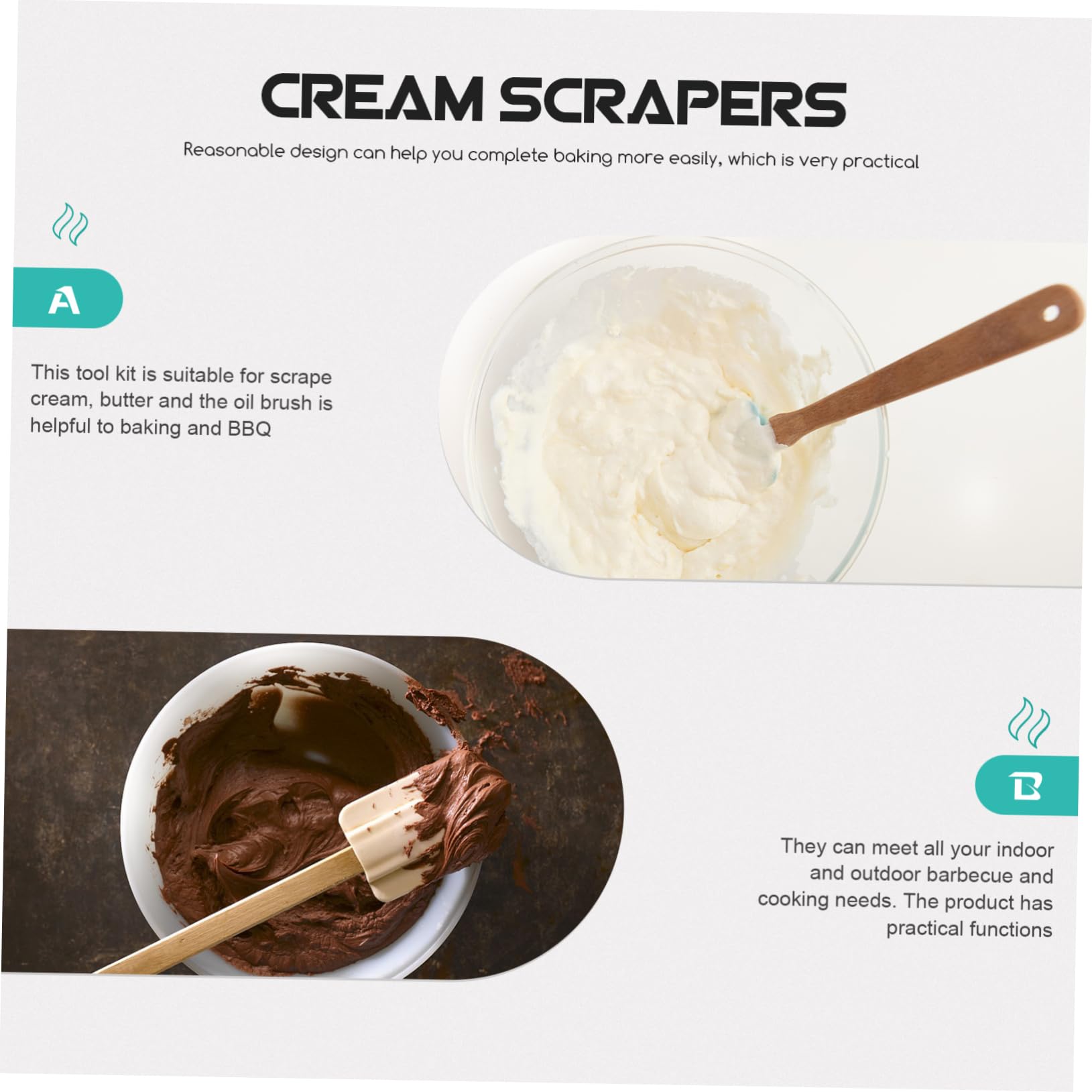 MUCKLILY Silicone Spatula Set Baking Spatula Cooking Utensil Set Smooth Kitchen Tool