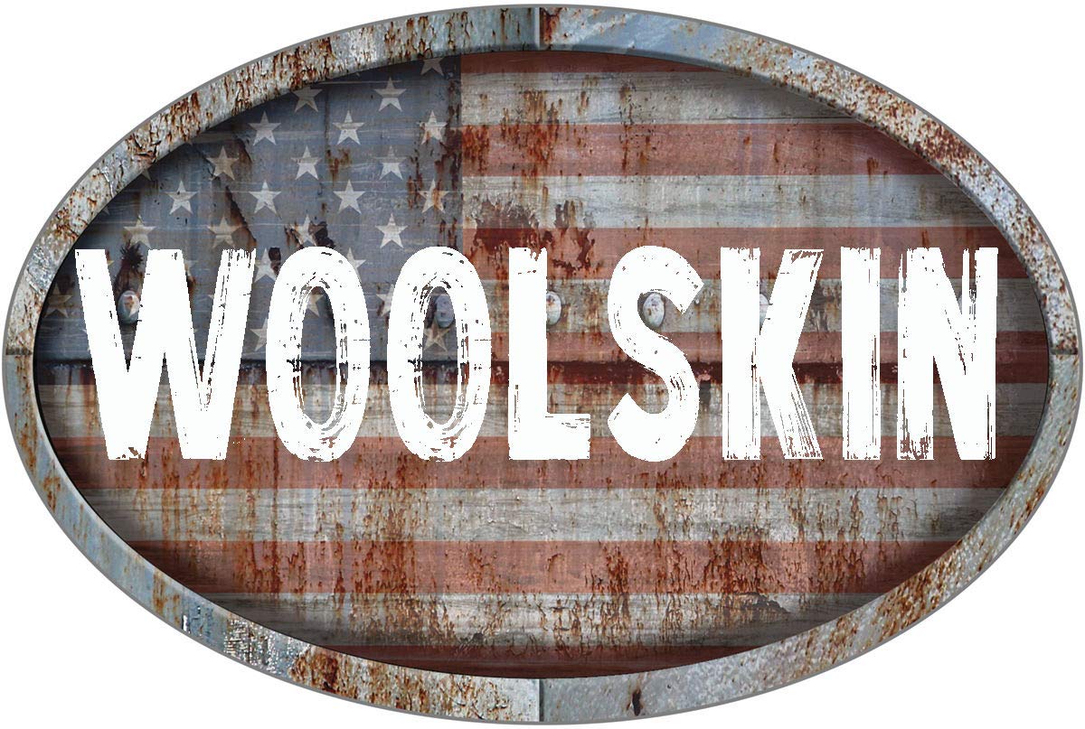 WOOLSKIN Patriotic American Flag Rusty Rustic Metal 6" Oval Shaped Look Decal Bumper Sticker for use on Any Smooth Surface