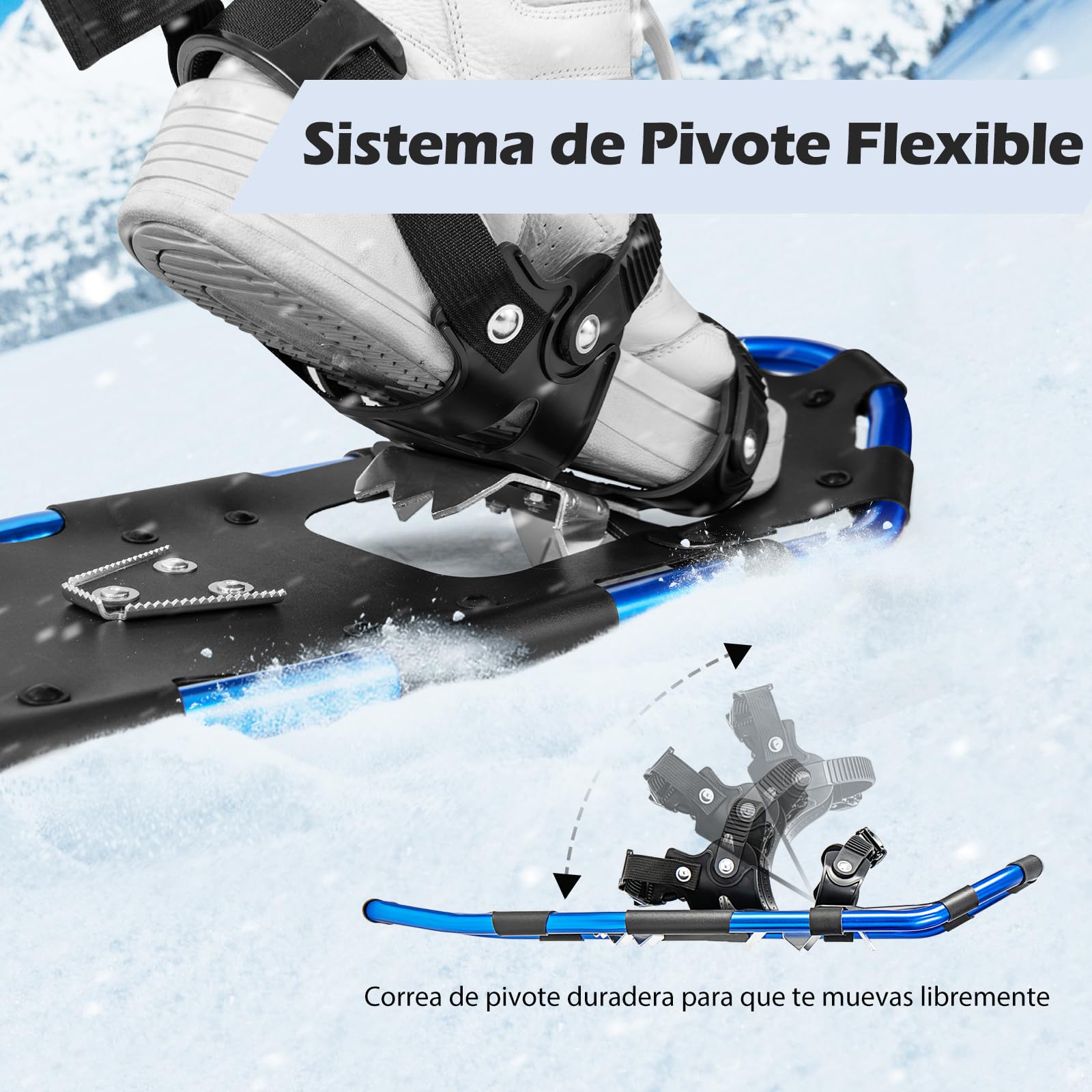 GYMAX Juego de Raquetas de Nieve 3en1 Aluminio 53/63/76 cm Bastones de Trekking Bolsa de Transporte