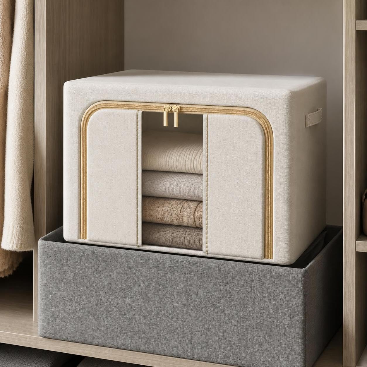 Scatola Porta Abiti Pieghevole Tessuto, 100L (60 * 42 * 40