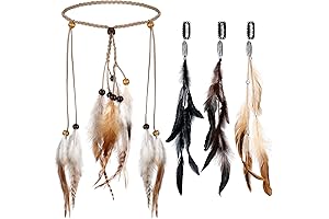 4 Pack Halloween Feather Hair Clips Boho Feather Headband for Women
