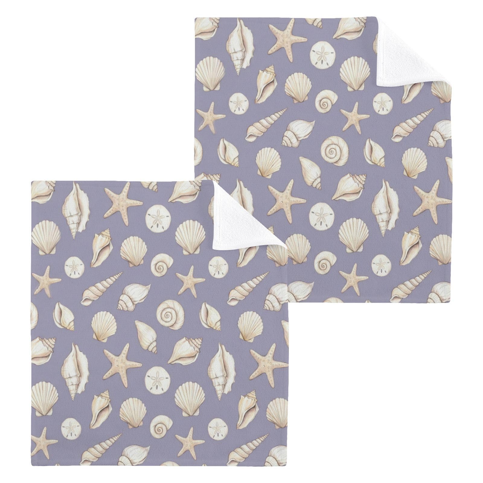 BOESI Dusty Lilac Seashell 12x12in Cotton Washcloth,Face Towel