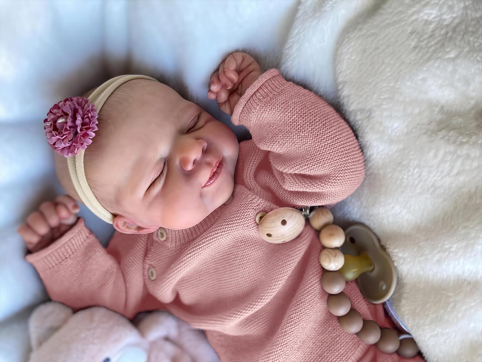 MineeQu 19 cali Realistyczna Lalka, Śpiąca, Miękka Tkaninowe Ciało, Zestaw Prezentowy, Reborn, Noworodek, Wyglądająca i Czująca się Prawdziwie