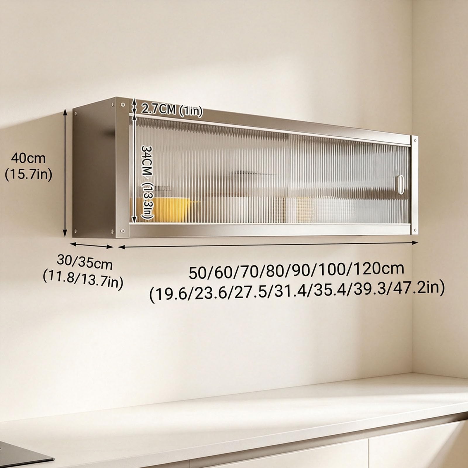 Estante de Almacenamiento para Cocina, Armario Pared Acero Inoxidable con Puertas correderas, Dos Opciones De Instalación Soporta hasta 25 Kg por Estante,Double layer70*30 * 70cm