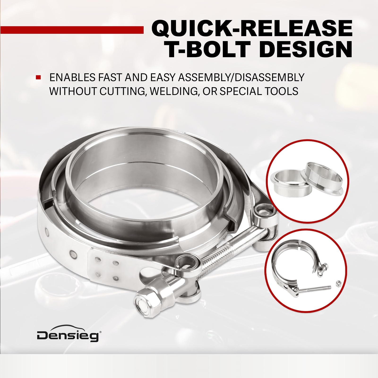Ø 76,2mm(3.0") V Bande Bride d'Echappement V-Clamp Tuyau d'Echappement Pince en Acier Inoxydable pour Turbos, Vannes d’évacuation/d’écharge