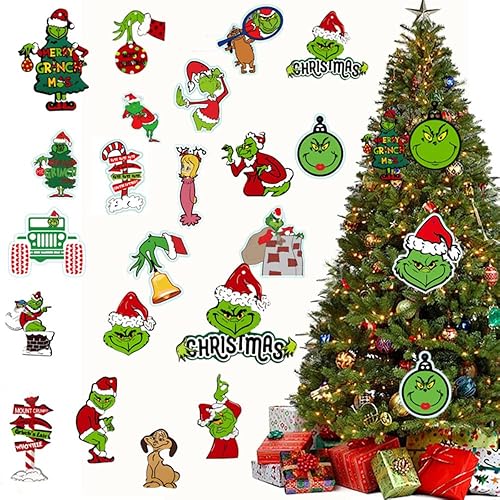 24 decoraciones para árbol de Navidad adornos colgantes para árbol de Navidad regalos de Navidad medias para fiesta de cumpleaños vacaciones en
