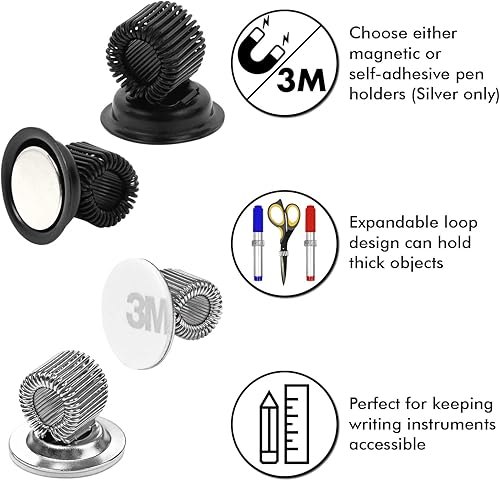 Miniatura 2 de Millennial Essentials Clips magnéticos para bolígrafo para refrigerador, soporte magnético para rotulador, pizarra blanca para refrigerador, tablón