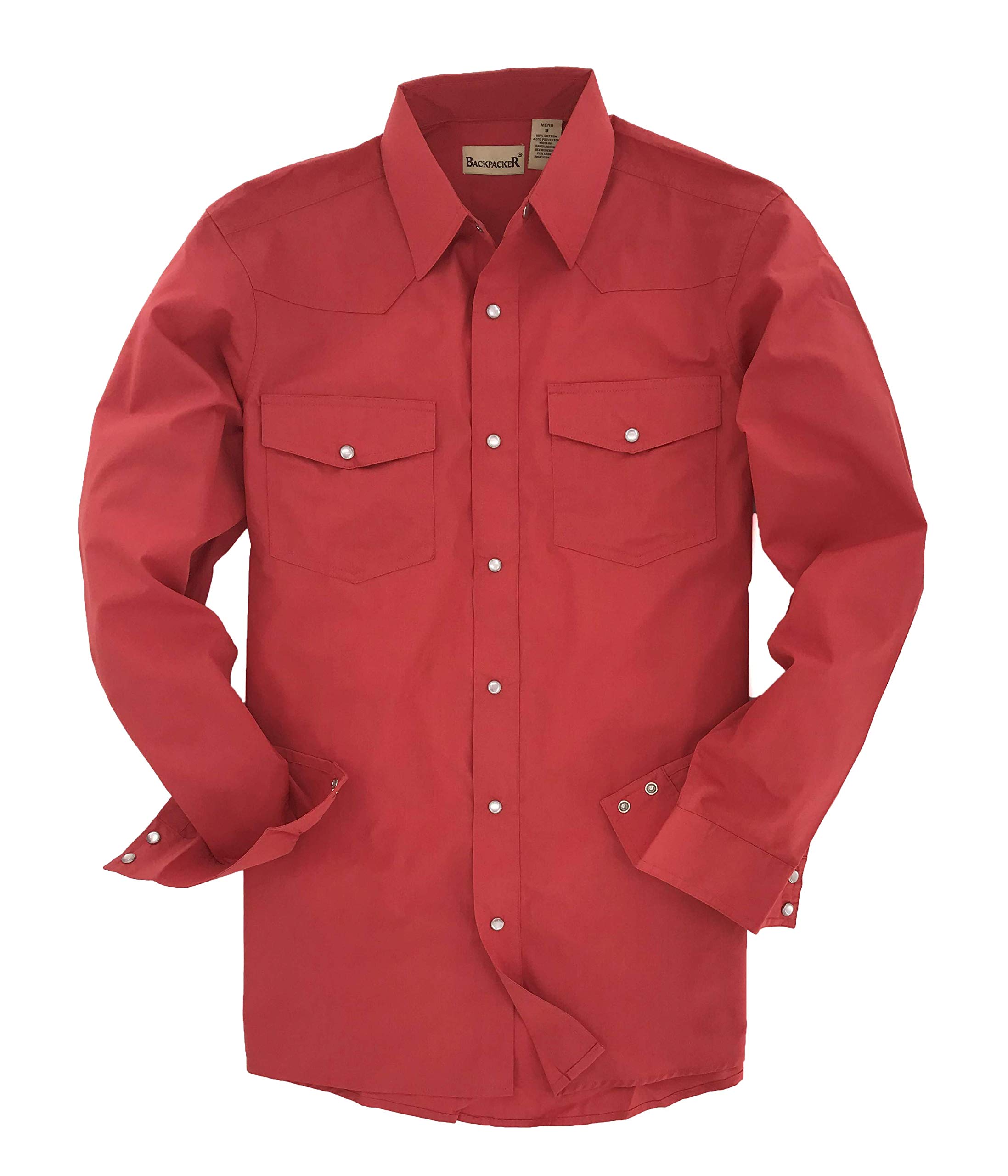 Backpacker mens Men's Long Sleeve Solid Western Men's Long Sleeve Solid Western Shirt