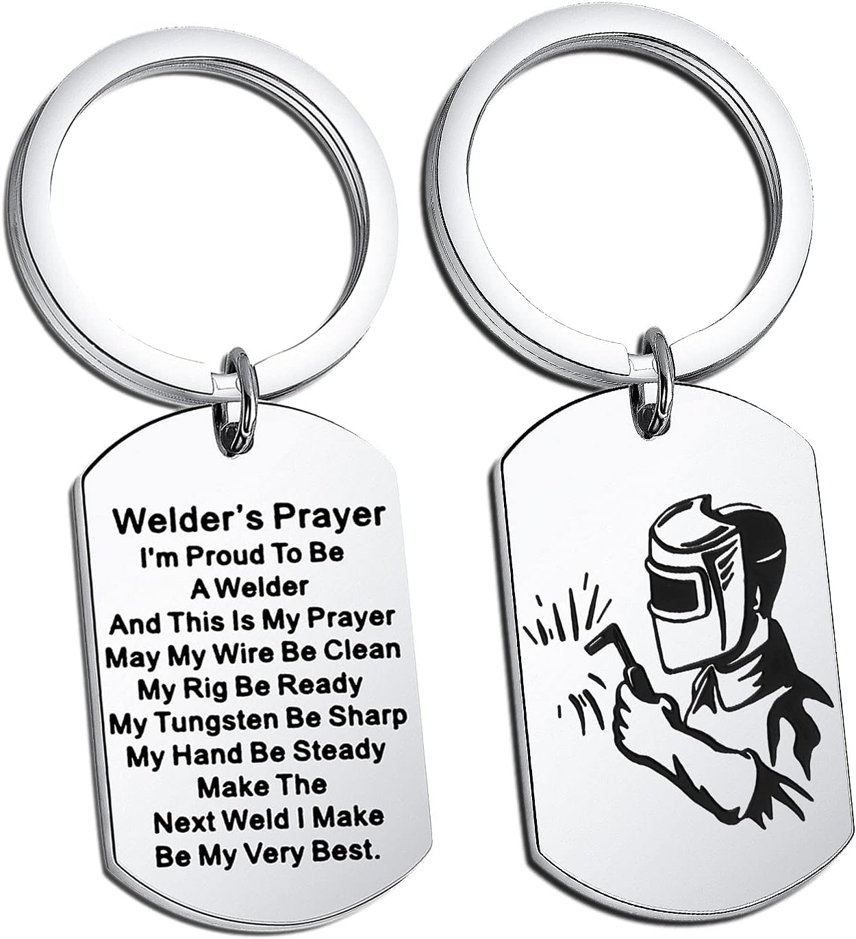 Welder Gift Welder Keychain Welder's Prayer May My Wire Be Clean Dog Tag Keychain
