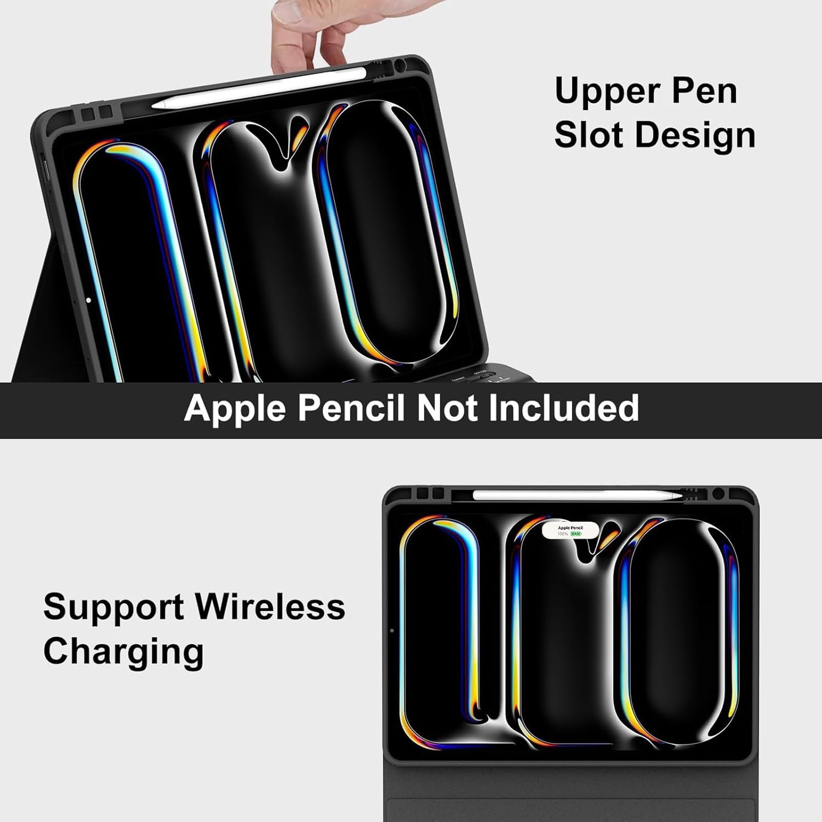 Etui z klawiaturą do Honor Pad X8a 11 cali 2024 z uchwytem na ołówek, smukłe, lekkie etui z magnetycznie odłączaną klawiaturą bezprzewodową