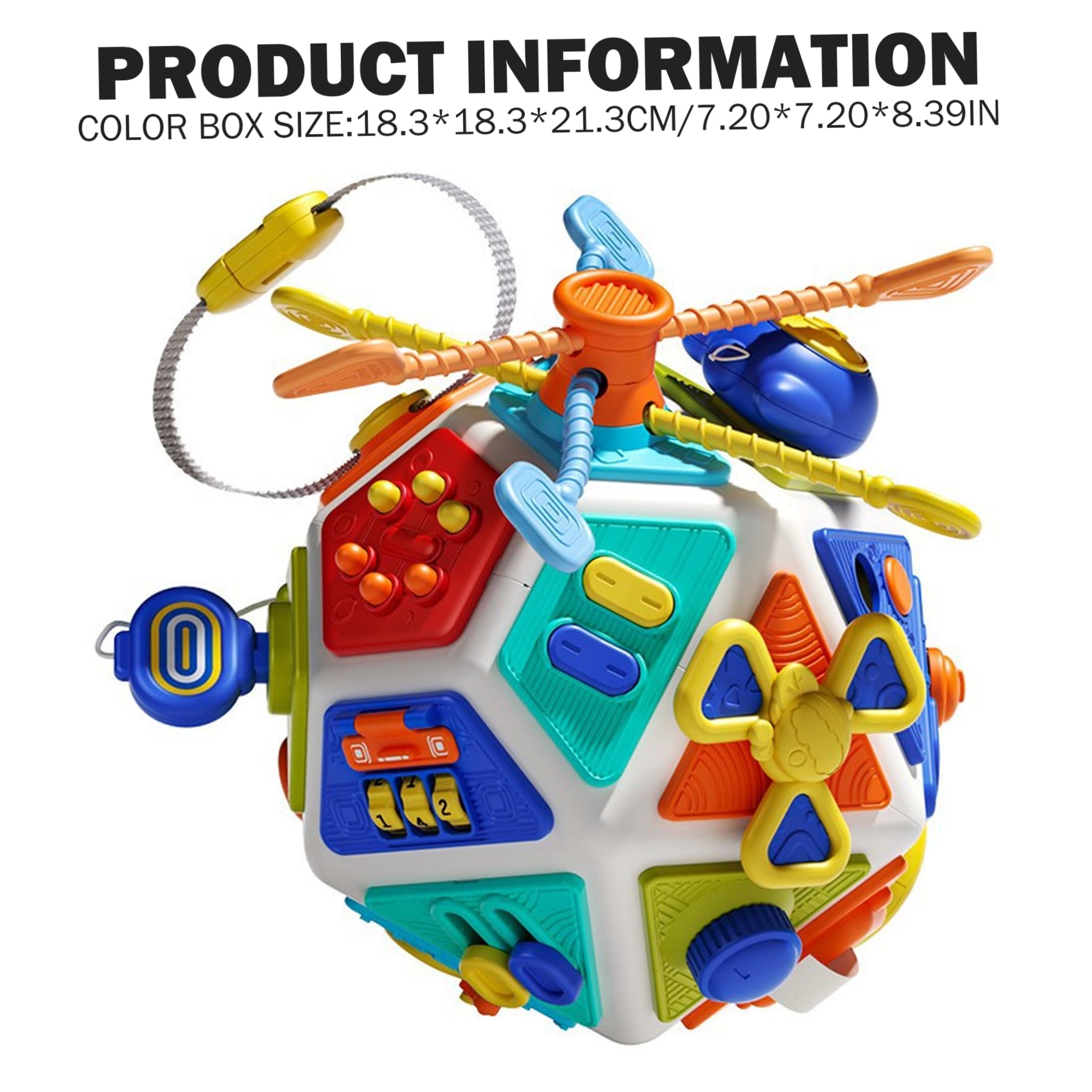 Cubo Ocupado, 1 Cubo de Actividades Montessori Busy Board |.Juguete sensorial de 22 Lados para niños pequeños |.Multicolor, 7, 2x7, 2x8, 39 Pulgadas