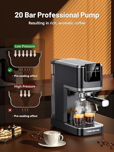 Miniatura 2 de KEENSTAR Máquina de café expreso de 20 bar con infusión rápida en frío, máquina de café caliente y helado, cafetera espresso con espumador de leche,