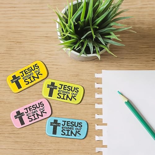 Miniatura 3 de Borradores de Jesús Erases Our Sins - 24 piezas - Papelería para la iglesia, escuela dominical y suministros de Pascua