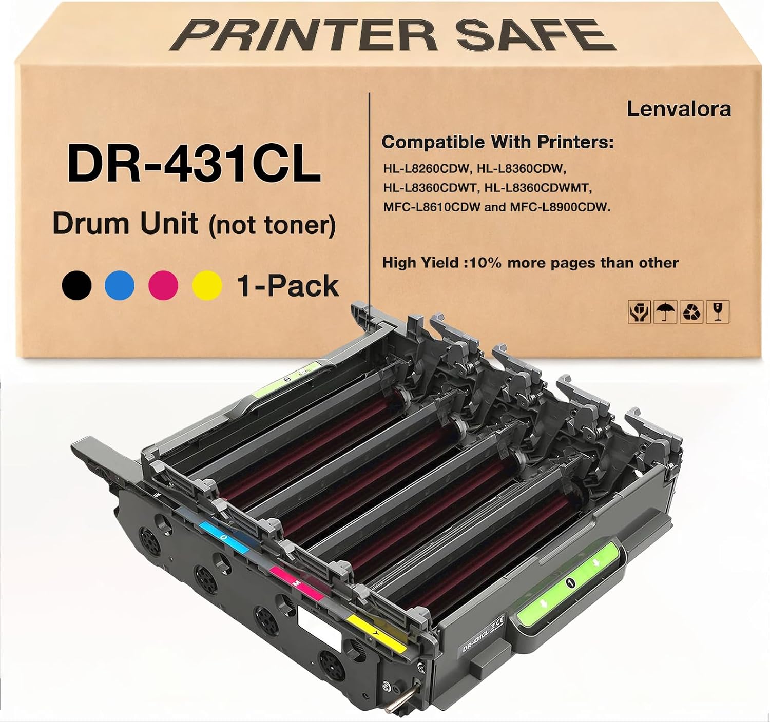 DR-431CL Drum Unit Replacement for Brother DR431C Drum Unit Compatible for HL-L8260CDN HL-L8260CDW HL-L8360CDW HL-L9310CDW MFC-L8610CDW MFC-L8900CDW MFC-L8905CDW MFC-L9570CDW Printer 1-Pack