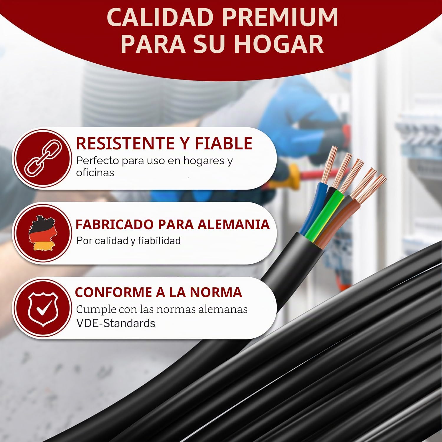 MAS Premium De 5 a 100 m de manguera de plástico H05VV-F 2, 3 o 5 x 0,75; x1; x1,5 o x2,5 y 4G0,75, cable flexible para dispositivos (H05VV-F 5G1 SW, 20 m)