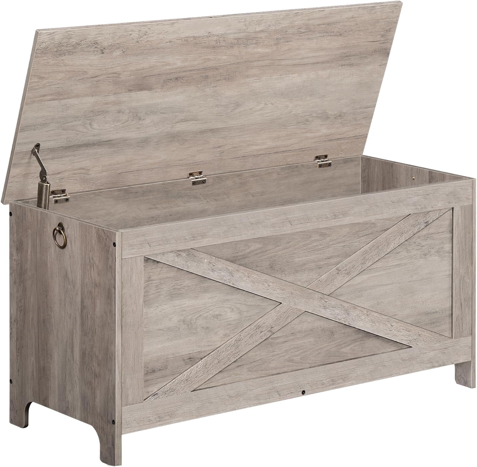 MAHANCRIS 39.4" Toy Chest, Sturdy Entryway Storage Chest with Safety Hinges, Retro Toy Box, Wooden Look Accent Furniture for Living Room, Bedroom, Greige SCHG48101