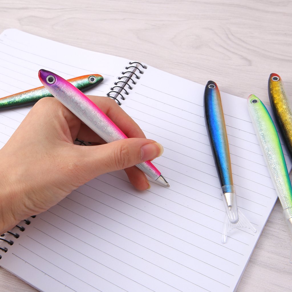 Lovely Fish Pen with Pen Cap Pocket Ballpoint Pen Blue Black Decompression Writing Pen Pen for Kid Student — view 6