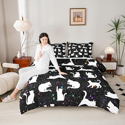 Miniatura 8 de Juego de edredón geométrico de panal de abeja tamaño matrimonial, juego de ropa de cama con sable láser rojo neón y azul, 3 piezas para niños,