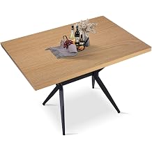 48 x 30 Inch Dining Table for 4-6 People, Wood Kitchen Table with 1.5" Thick Tabletop & Solid Metal Legs, Rectangular Modern Table for Dining Room, Living Room, Cafe, Bar