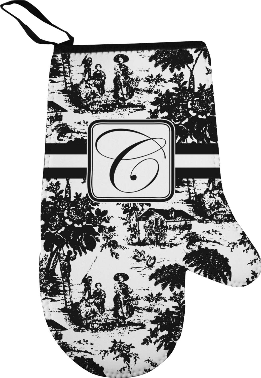 RNK Shops Personalized Toile Right Oven Mitt & Pot Holder Set w/Initial