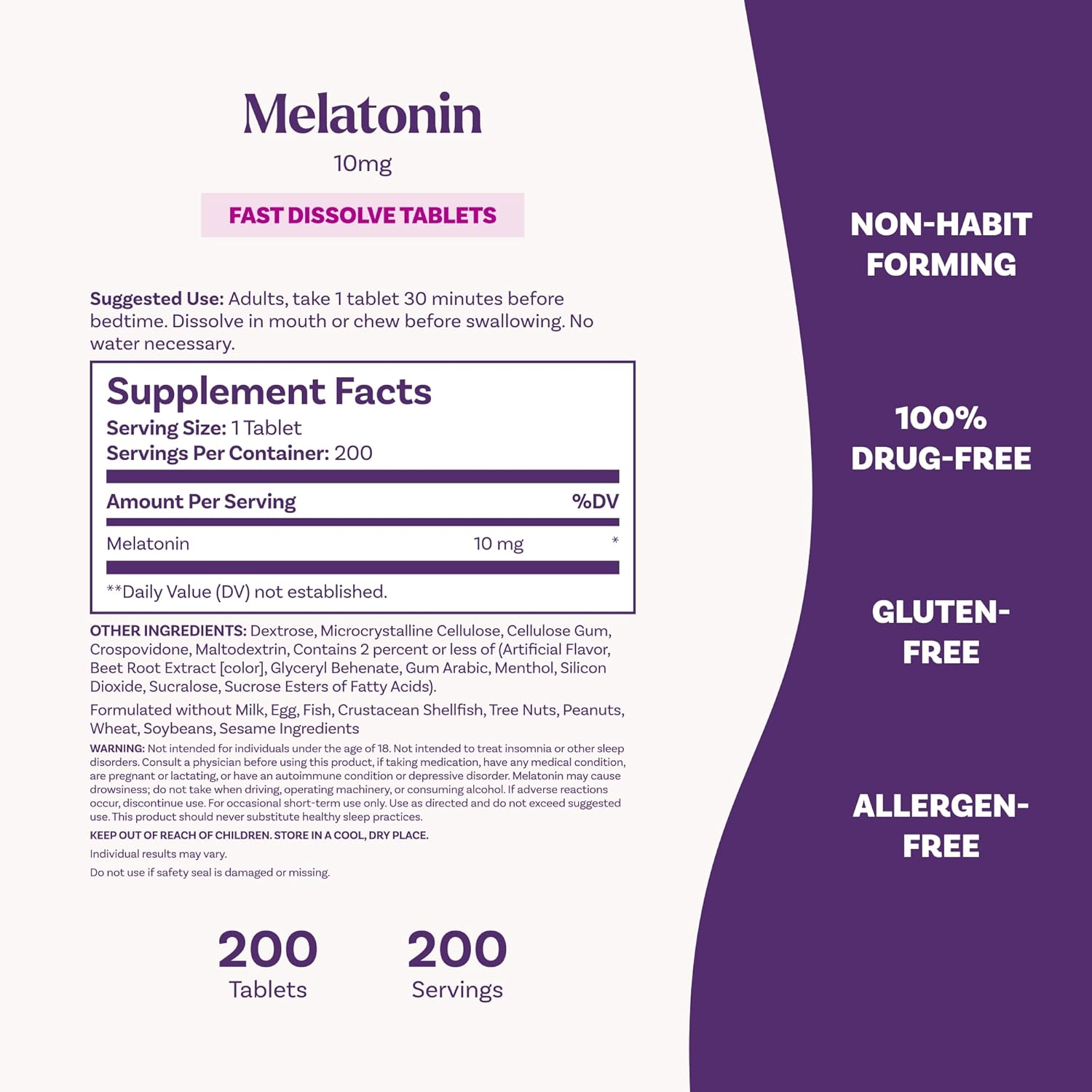 Natrol Melatonin 10mg Fast Dissolve Tablets - Strawberry Flavor, 200 Count, Sleep Support, Fast Dissolve Melatonin for Adults, 200-Day Supply