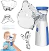 Portable Nebulizer Machine for Adults & Kids - Adjustable Silent Nebuliser with 2 Masks 1 Big 1 Small & Mouthpiece - Home & Travel Steam Inhaler Blue