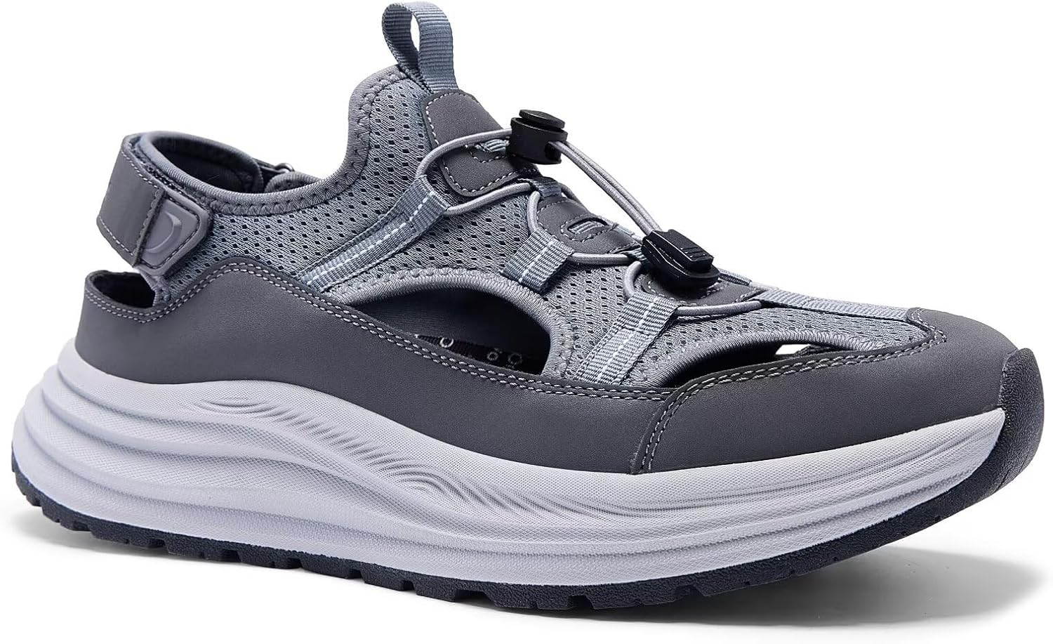 Men's Orthopedic Close Toes Hiking Sandals: Plantar Fasciitis Arch Support Adjustable Hook Loop Strap Athletic Sport Shoes, Comfortable Casual Camping Waterproof Summer Walking Sandals