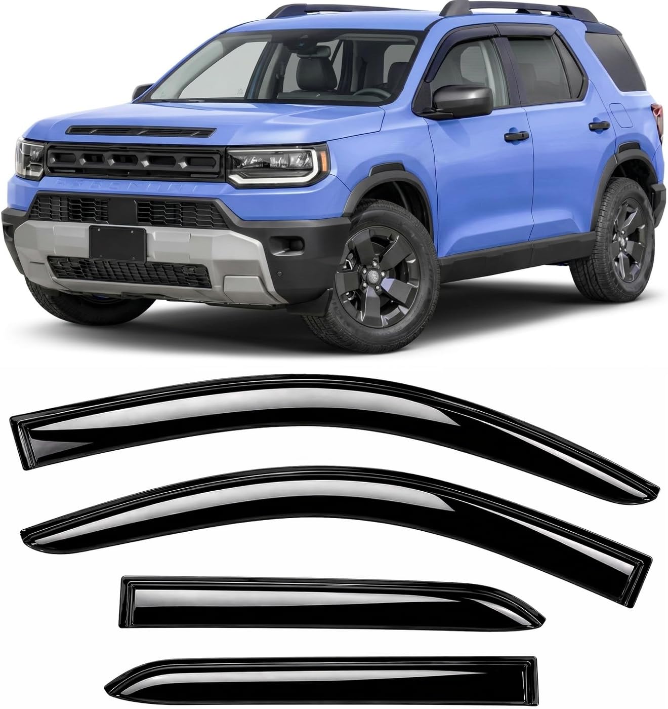 2026 2027 Tape-On Rain Guards for Honda Passport Side Window Visor Deflectors Extra Thick Shade RTL Towing Blackout TrailSport Elite