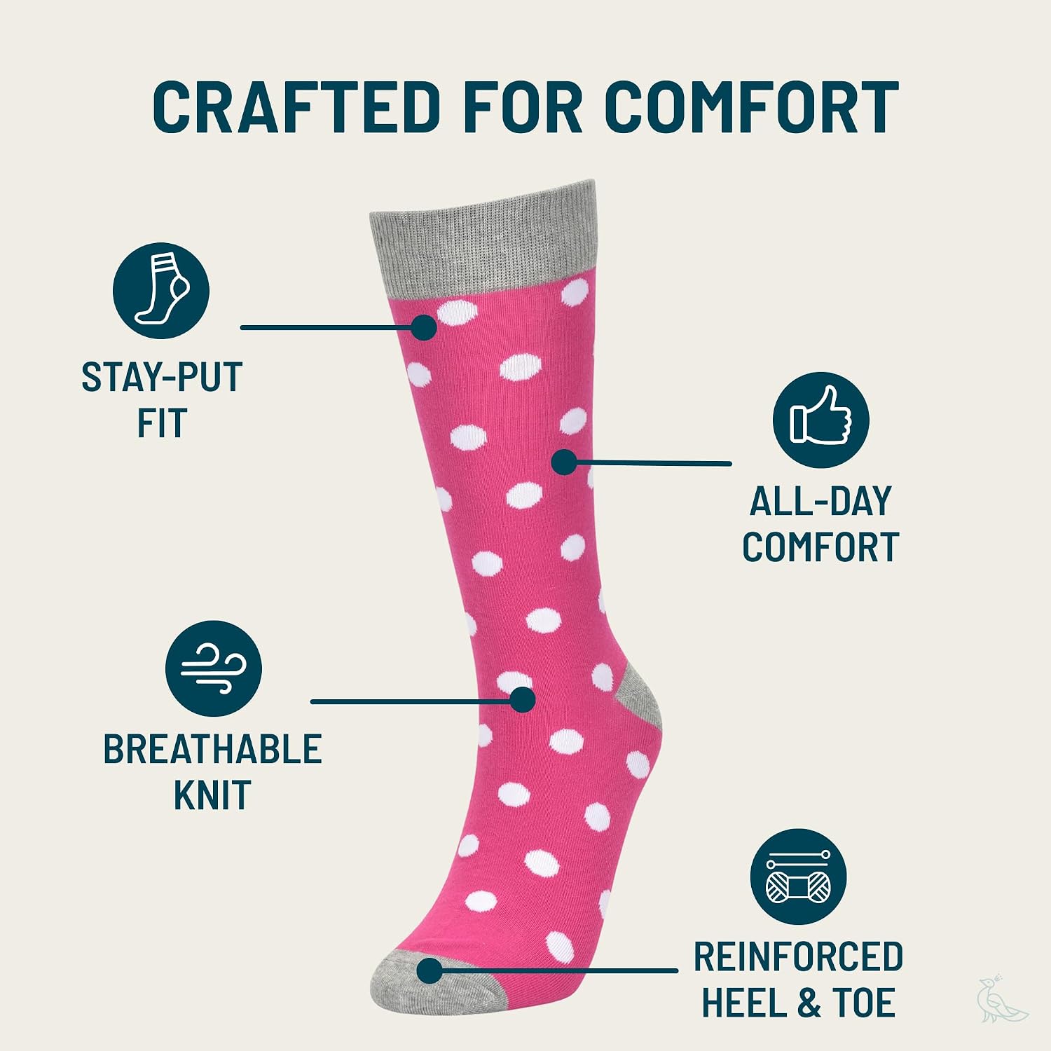 No Cold Feet Men’s Pink Dress Socks – Classic Soft Crew Dress Socks, All-Day Comfort for Work, Business or Weddings