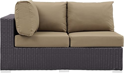 Vista 136 de Modway EEI-1911-EXP-ORA Convene - Muebles otomanos cuadrados de tela para patio, muebles de exterior, color naranja espresso Espresso Naranja