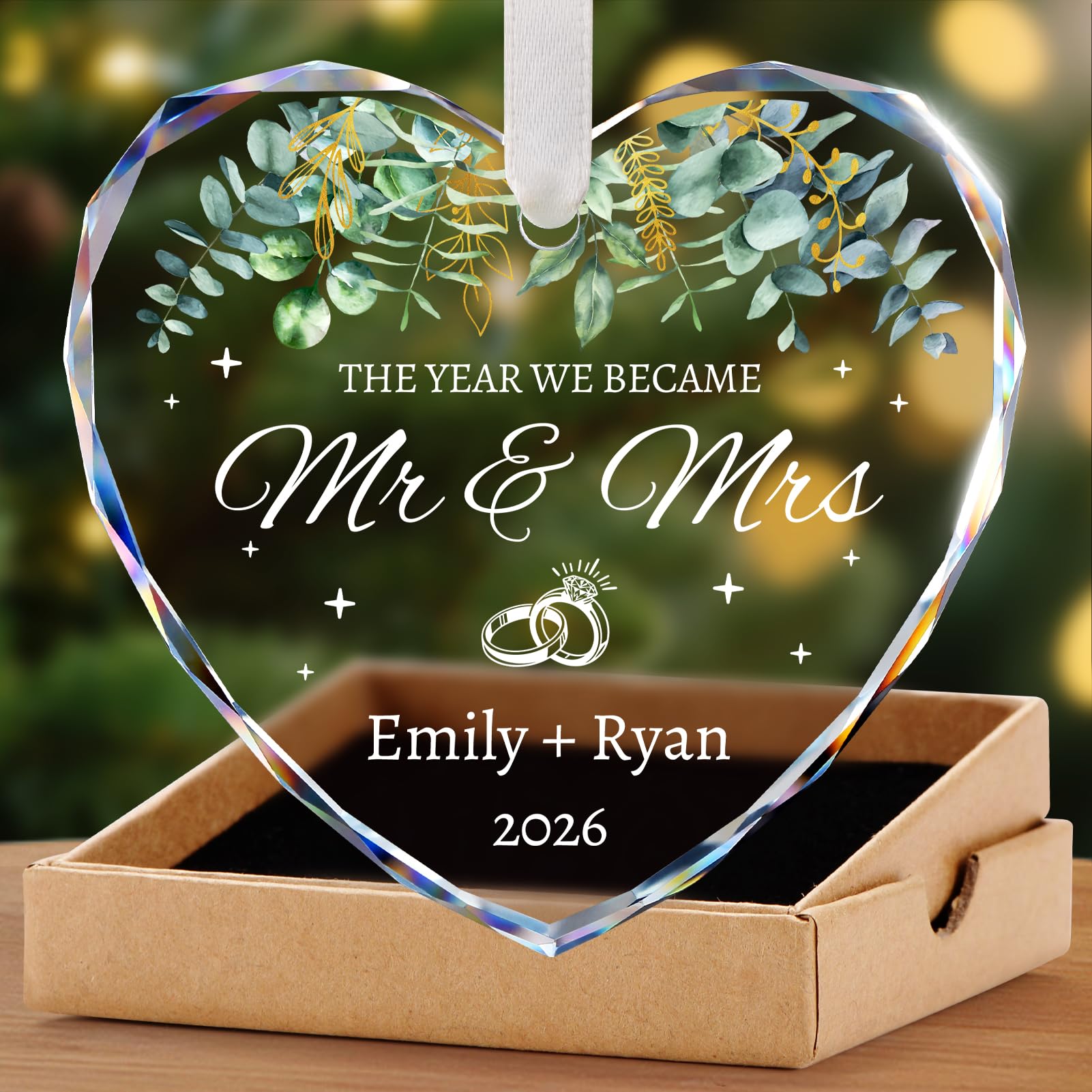 personalized wedding gifts for couples 2026 - mr and mrs gifts - bridal shower gifts, wedding ideas for newlywed, bride, future mr & mrs - just married ornament 2026?first christmas married ornament
