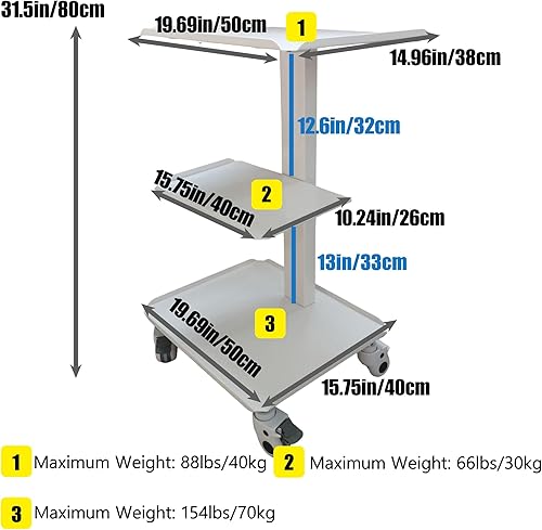 Miniatura 6 de TECHTONGDA Carrito de belleza móvil para salón, carrito rodante de 3 niveles, carrito de esteticista con ruedas, carrito de rodillo de salón,