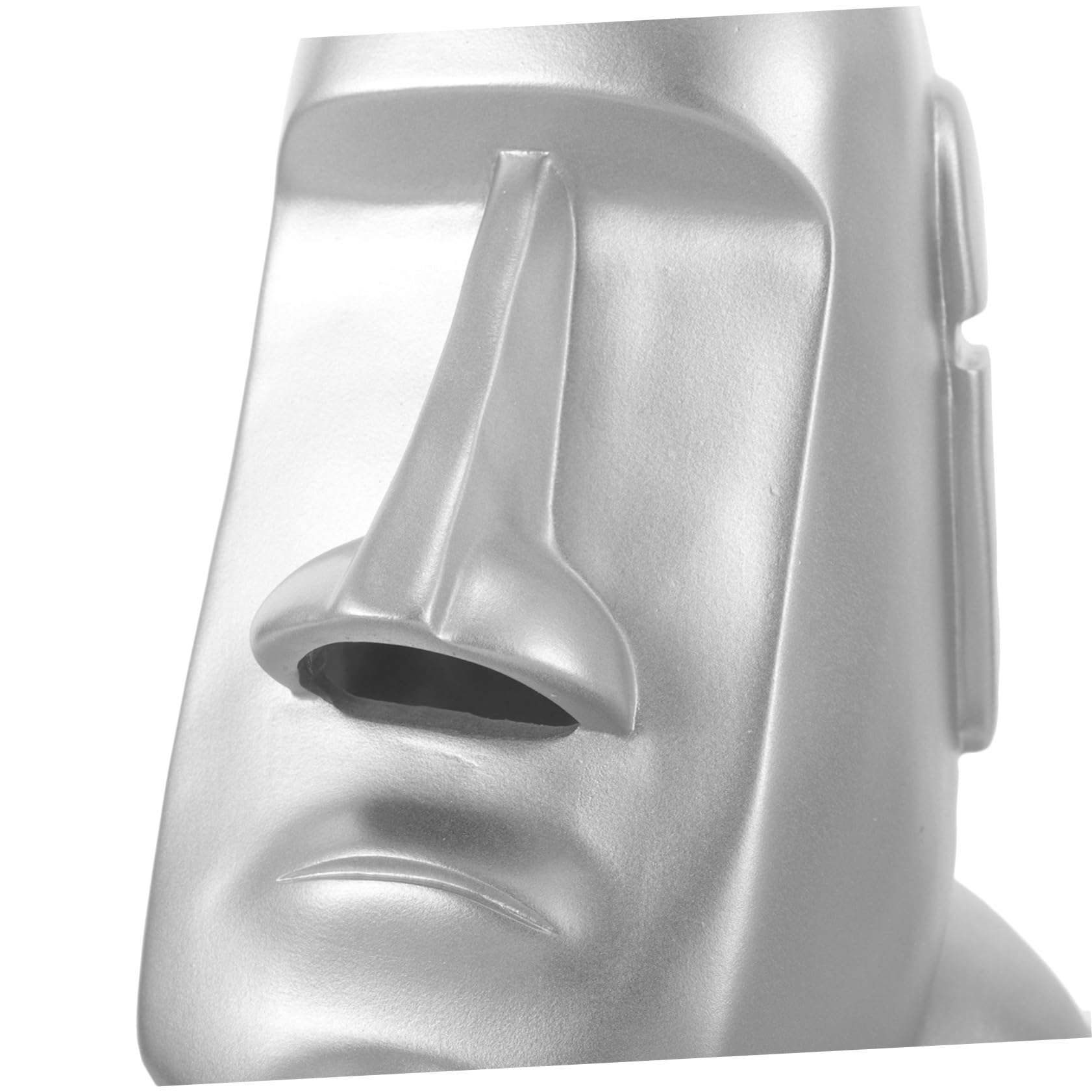 Cabilock Statua Moai Supporto Cuffie da Scrivania in Resina Argento | Decorazione Creativa per Casa e Ufficio, Regge Occhiali e Piccoli Oggetti, Idea Regalo Natale