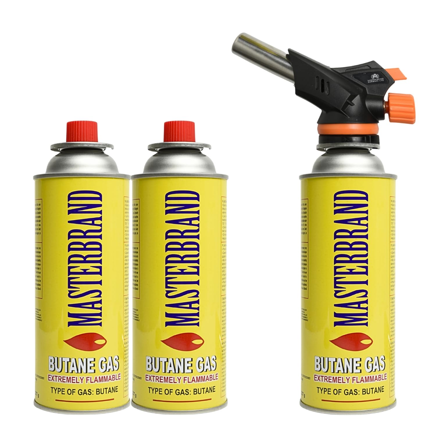 B2c Black Blow Torch Butane Burner Gas Flamethrower Welding Auto Ignition Camping Gas Refill Brower Torchblower (2X Butane Refills + Blowtorch)