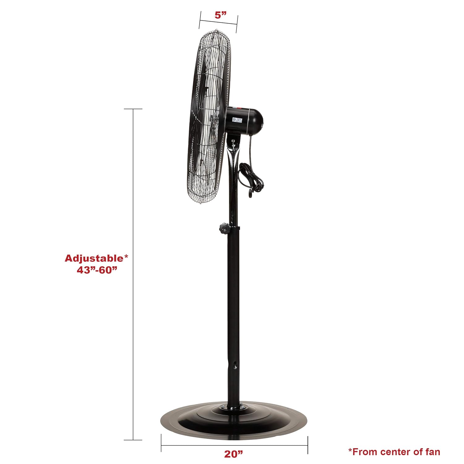 TPI Corporation CACU30-P-HD Commercial Grade Circulator, Heavy Duty, Unassembled with Pedestal Kit, 120 Volt, 3 Speed 1/3 HP Motor, Pull Chain Switch, Black (CACU30PHD): Industrial & Scientific
