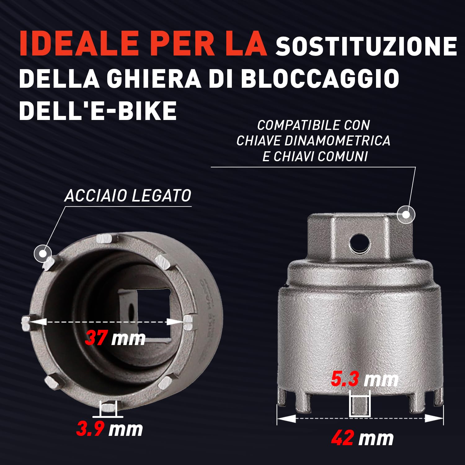 Chiave per Movimento Centrale Bosch Gen 3/4/5 - Chiave Corona Bosch | Chiave Center Lock per Manutenzione E-Bike e Chiavi Movimento Centrale Bici