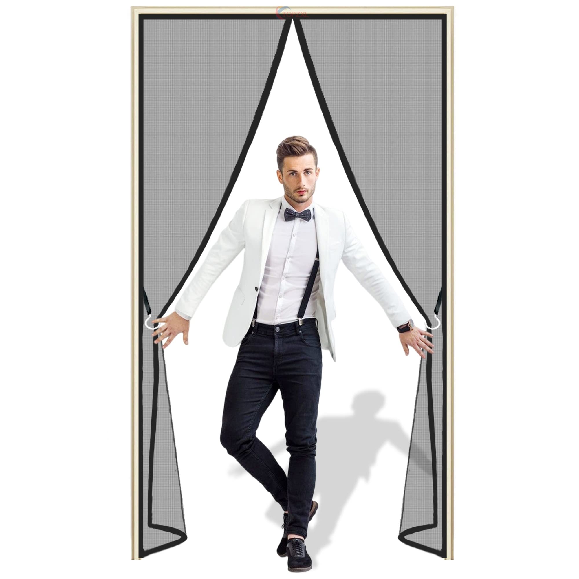 Moustiquaire magnétique pour porte 135x255cm rideau noir de protection contre les insectes