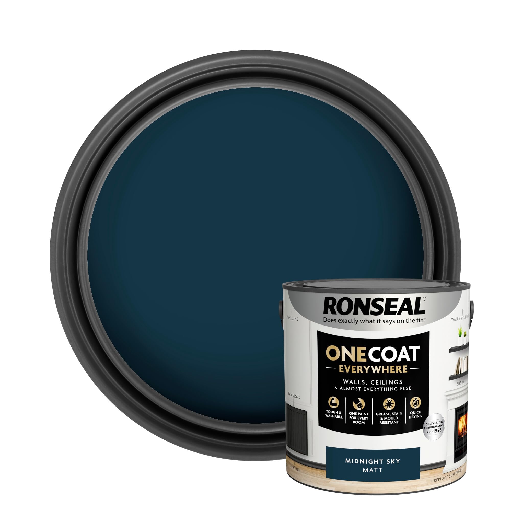 Ronseal One Coat Everywhere Matt Paint 2.5L Midnight Sky