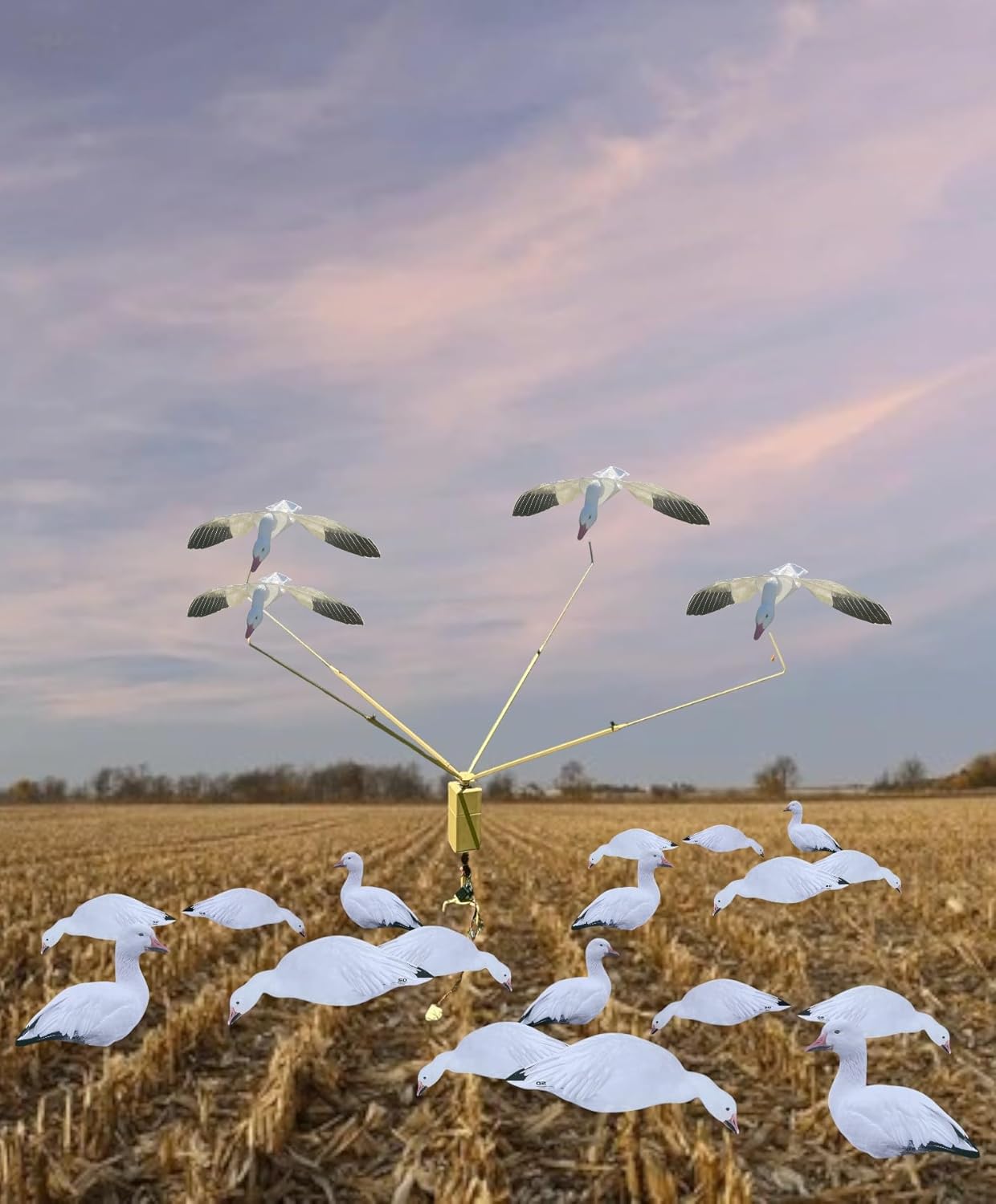 4-Arm Snow Goose Rotary Flyer Machine, Vortex Flying Decoy System with Remote Control, Snow Goose Flying Decoy Machine
