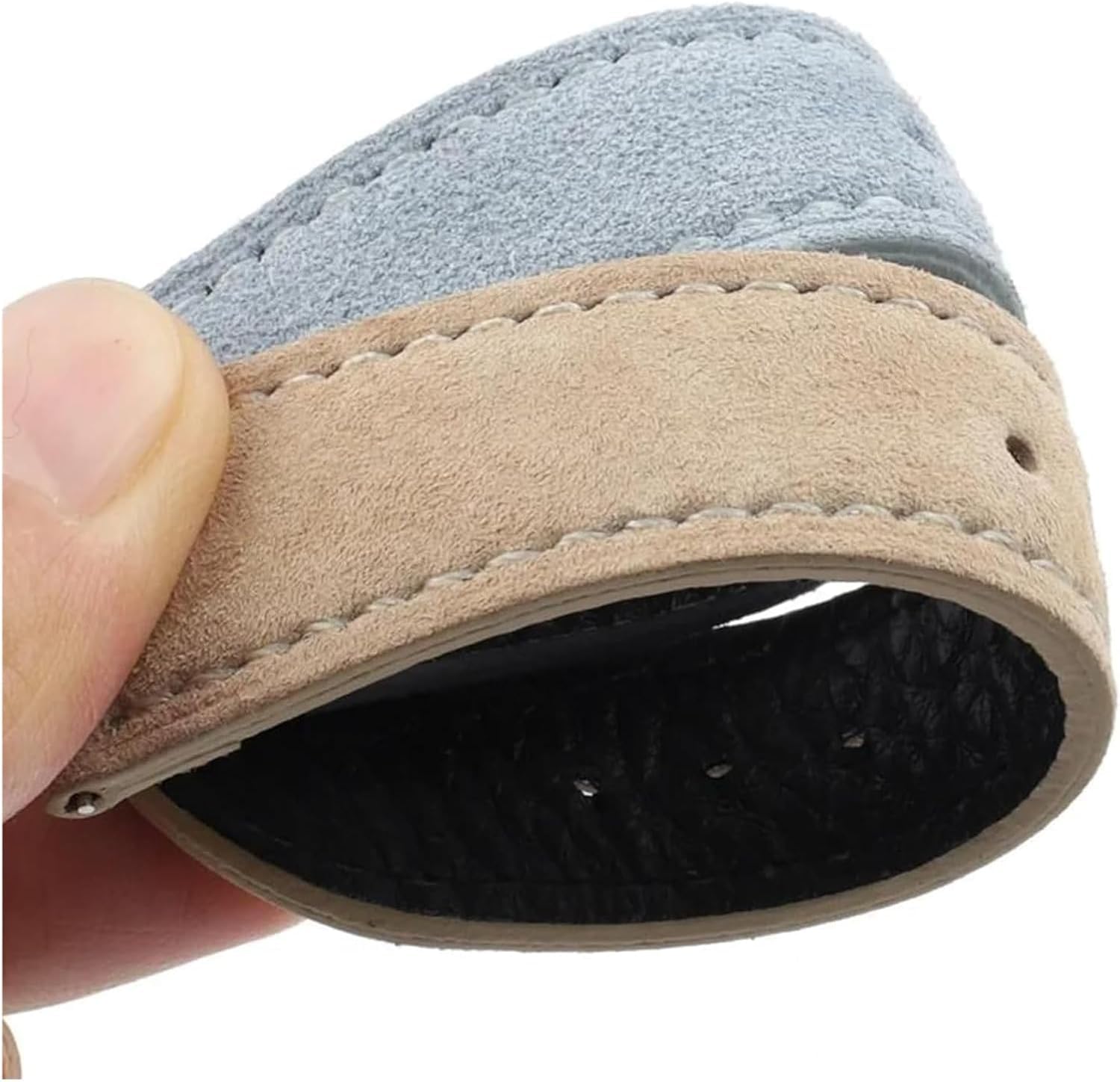 Paski uniwersalne dla kobiet i mężczyzn, Pasek do zegarka ze skóry zamszowej 16 mm 17 18 19 20 22 Ręcznie szyty pasek z szybkim zapięciem(Light Blue,24mm)