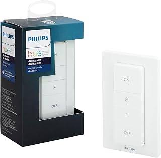 Hue Dimmer Switch with Remote V1, White – 1 Pack – Philips Controls On/Off, Dimming, and Brightening of Hue Lights – Requires Hue Bridge – Easy, Wire-Free Installation