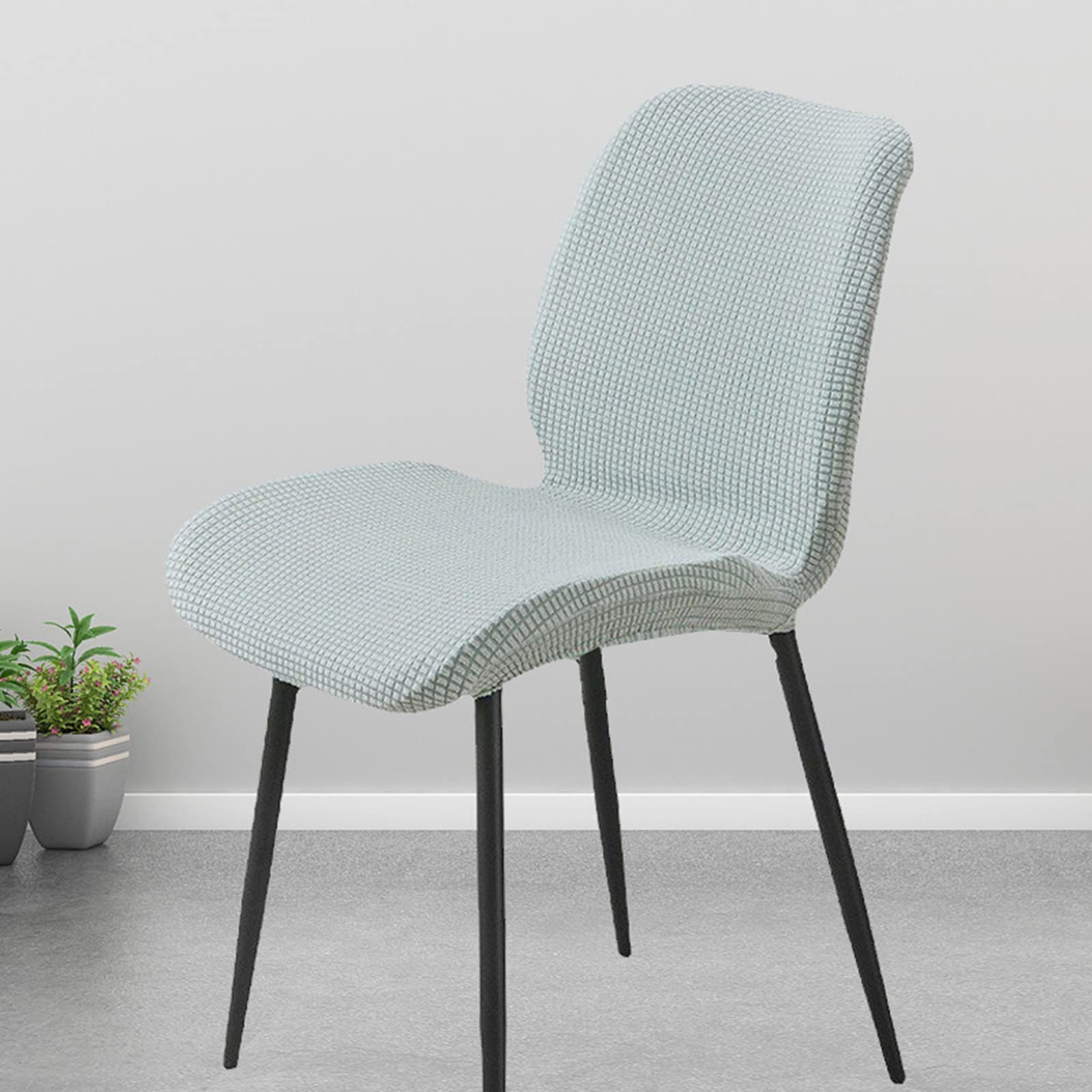 Fundas para sillas de Comedor, Fundas sin reposabrazos de Estilo Concha con Respaldo Curvo, Cubiertas elásticas para mobiliario de salón Moderno,Gris Claro,4 Piezas