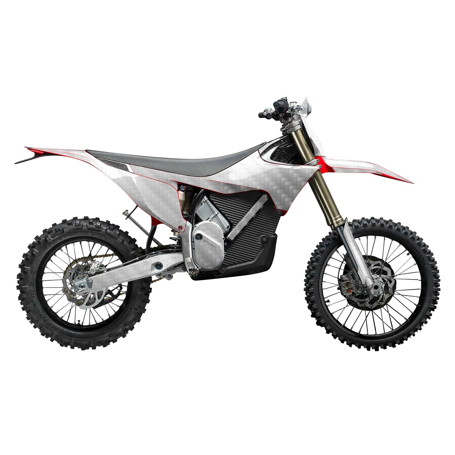 Carbon Fiber Stark Varg MX 2023-2025 Graphics Kit Wrap - Solid White - Varg MX Skin - Premium 3M Vinyl Protective Wrap Decal Cover - Easy to Apply | Crafted in The USA by MightySkins