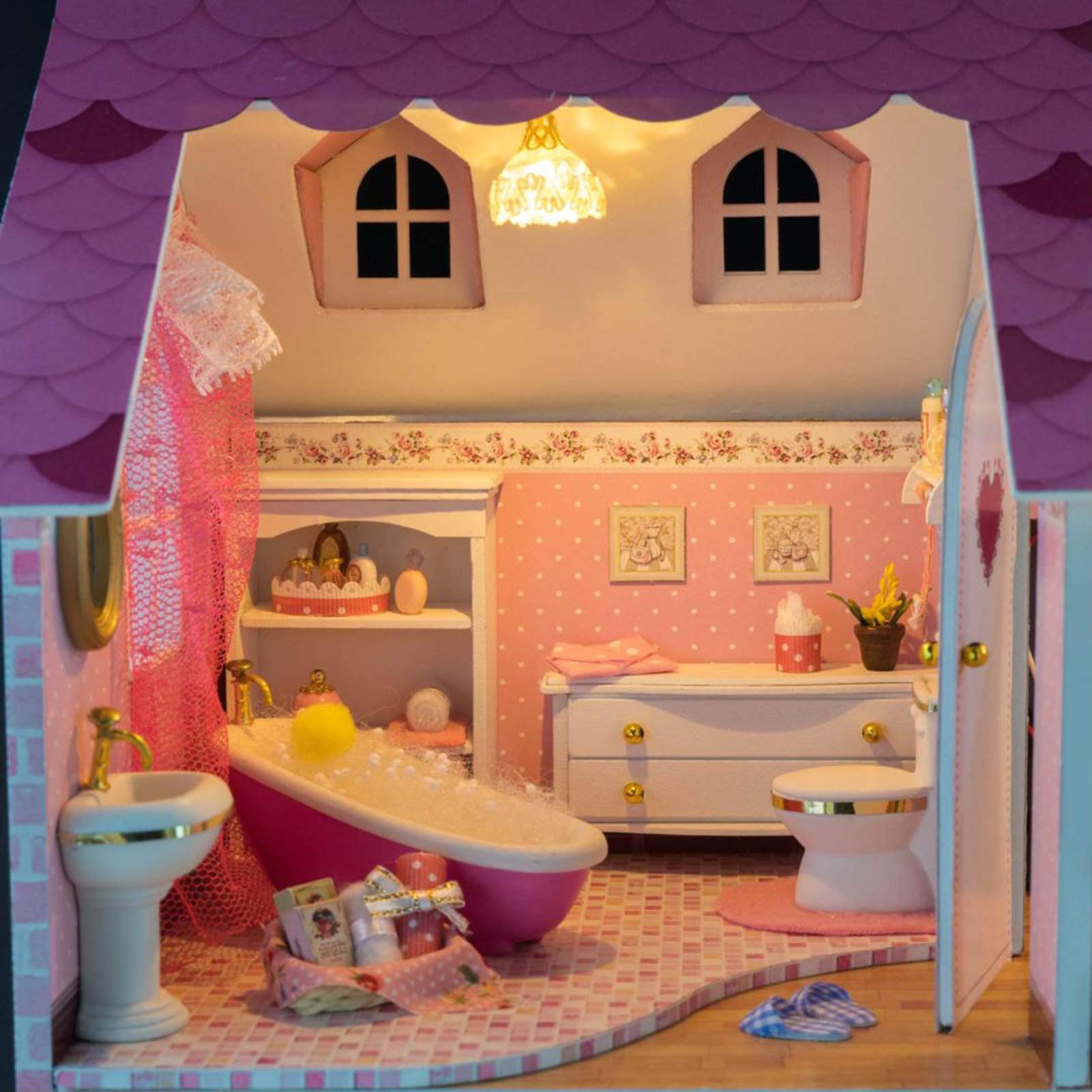 Amazon.co.jp: ドールハウスミニチュア家具付き、2階建てヴィラDIY