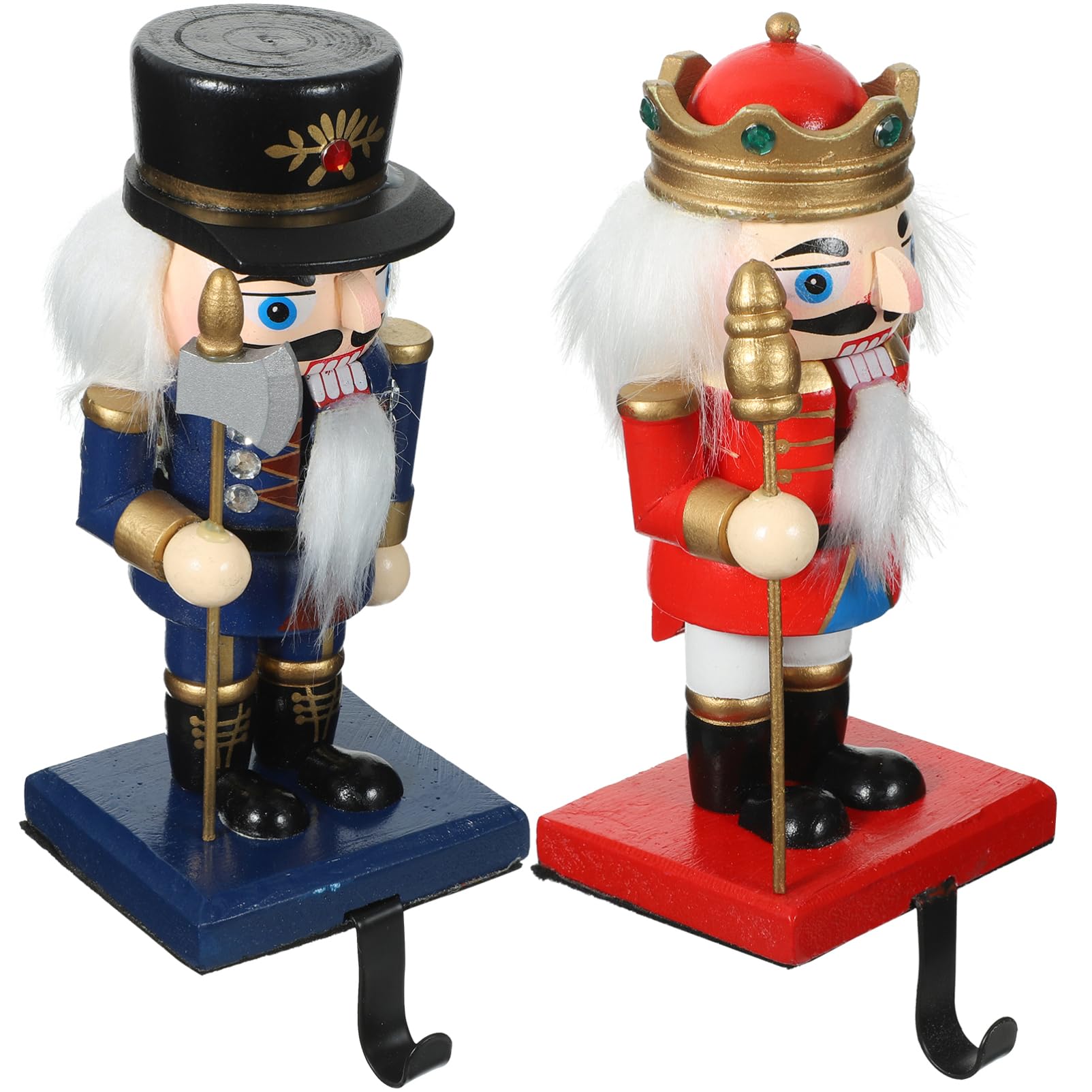 Weihnachtsstrumpfhaken: 1 Satz Niedlicher Weihnachts-Nussknacker-Kleiderbügel Nussknacker-Puppenfiguren-Strumpfhalter Für Den Kaminsims Für Die Weihnachtsdekoration Zu Hause