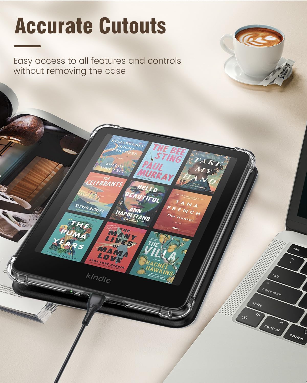 MoKo Coque pour 7" Kindle Paperwhite 12e Gén 2025/2026 & Kindle Colorsoft 2024/2025, Ultra Clair Souple et Coque Arrière Pailletée en TPU, Ne Convient Pas Kobo Libra, Noir