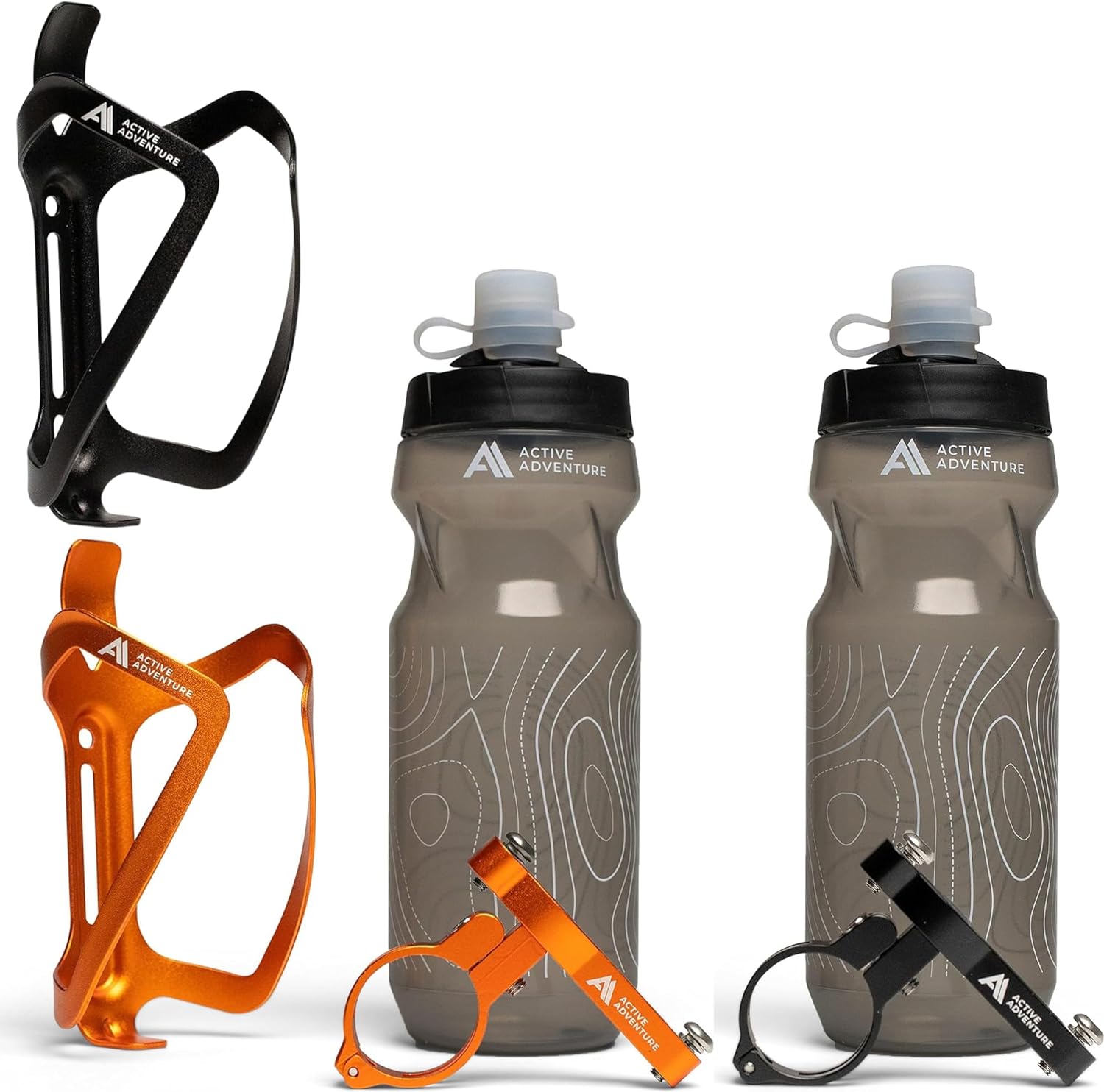 Bike Water Bottle Combo (Black & Orange Cage)