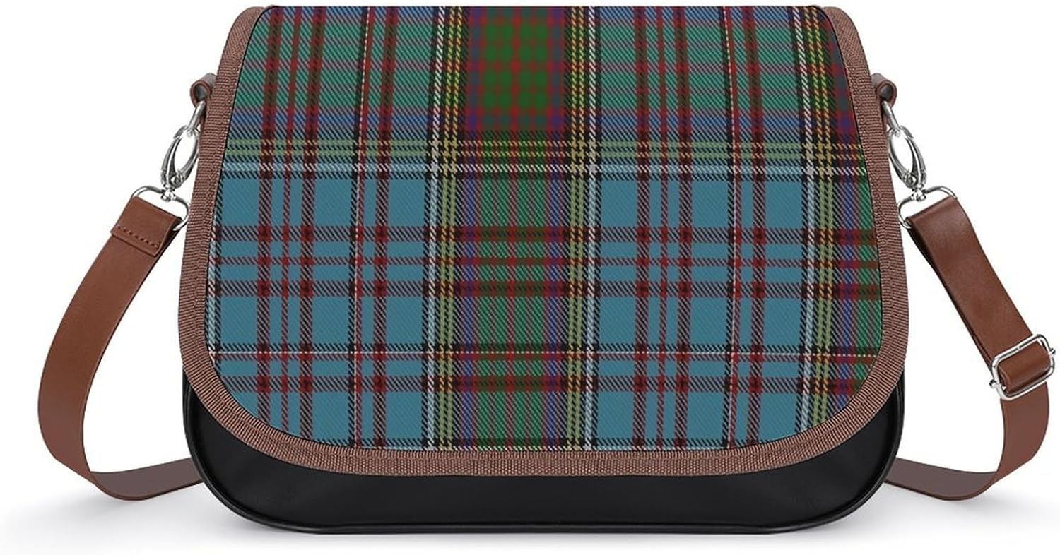 Anderson Clan Family TartanWomen's Faux Leather Crossbody Bag, Waterproof Wrinkle-Resistant Shoulder Bag with Detachable Strap, Large Capacity Casual Handbag, Fashion Daily Purse for Shopping Work Dat